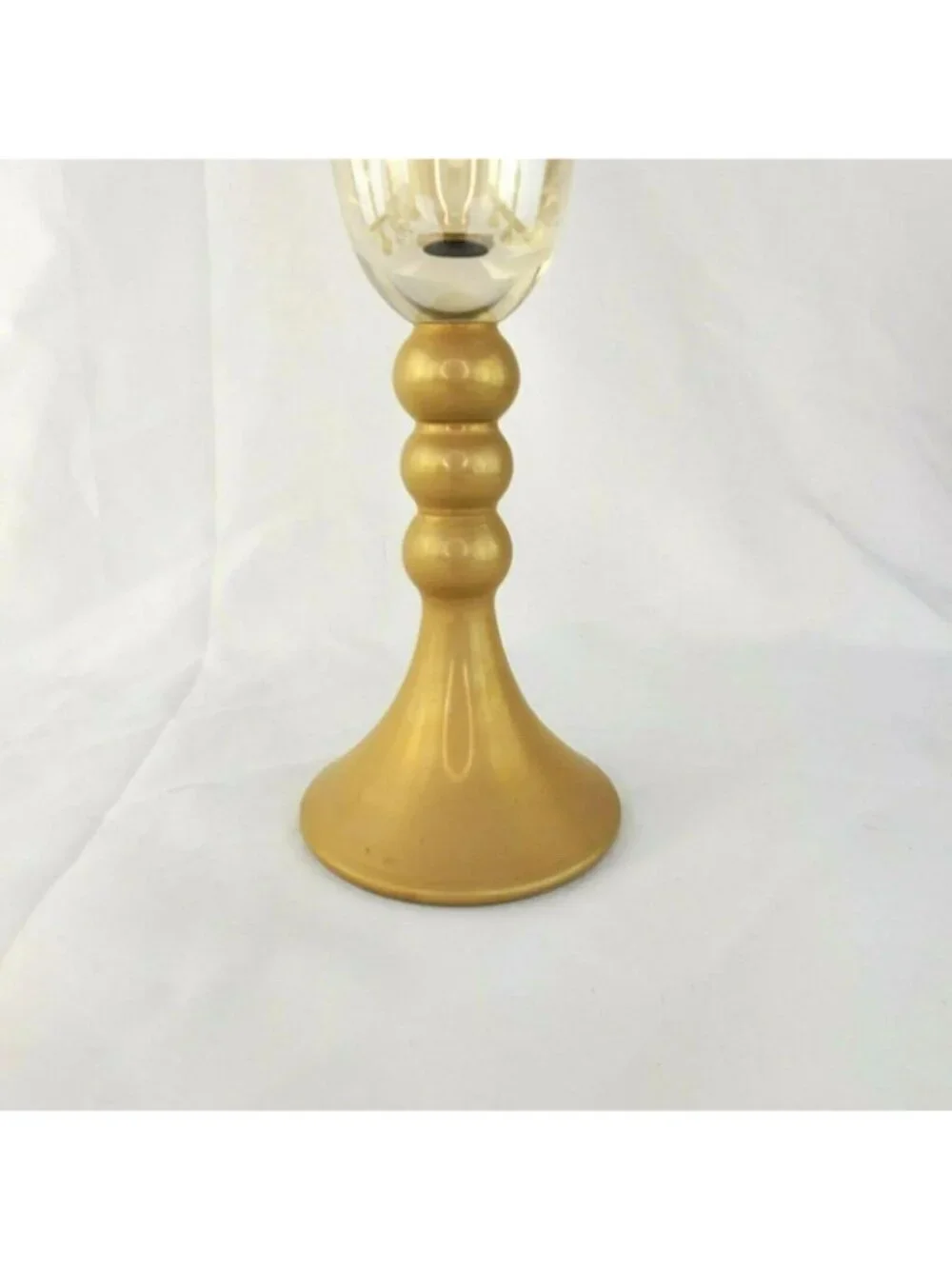Late 20th Century Bombay Glass Decanter Set 6 Glasses Gold Frosted Stems Made in